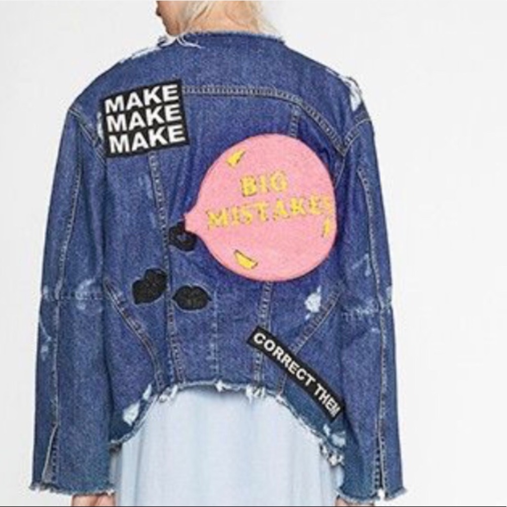 Zara Patchwork Denim Jacket - Picture 2 of 4